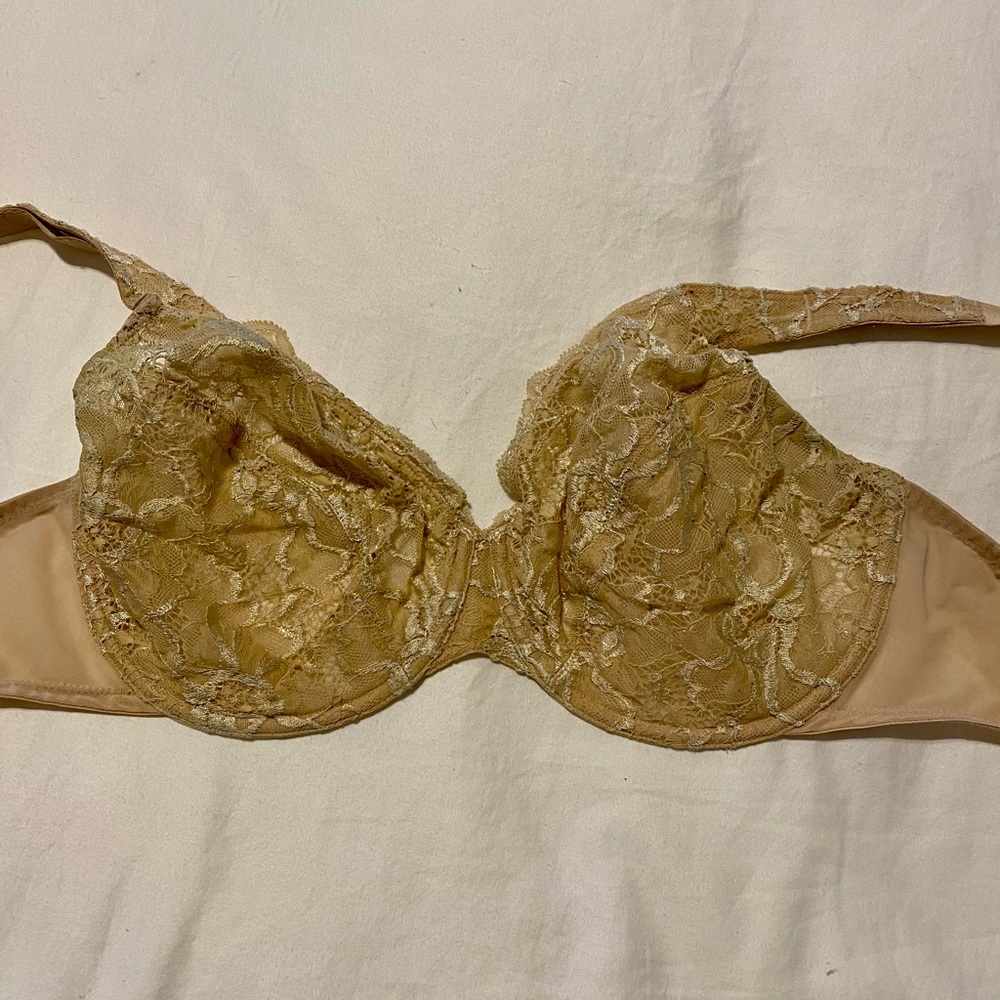 Warcoal beige/nude flower lace underwire bra 34DDD